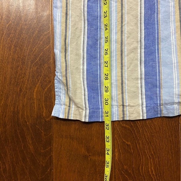 Weekender Vintage Linen Blend Striped Blue Tan Button Down Shirt Men's Size XXL - Picture 6 of 7